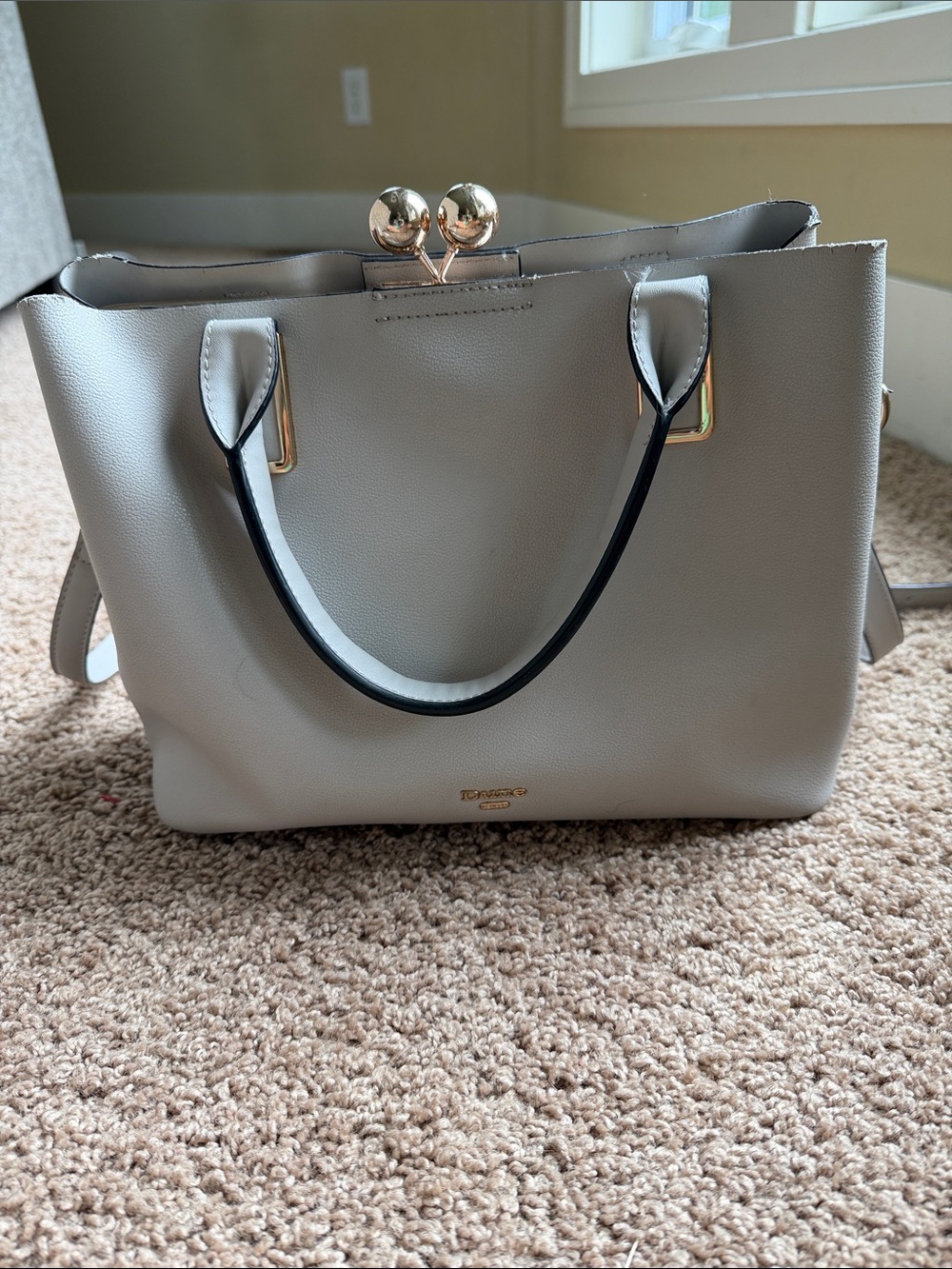 Dune London Light Gray Tote with Gold Hardware